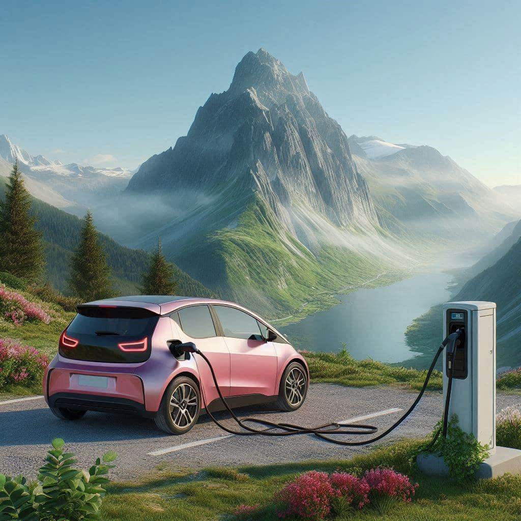 Coche eléctrico conectado a un punto de recarga